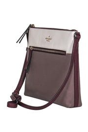 Current Boutique-Kate Spade - Beige, Burgundy & White Leather "Jackson" Crossbody