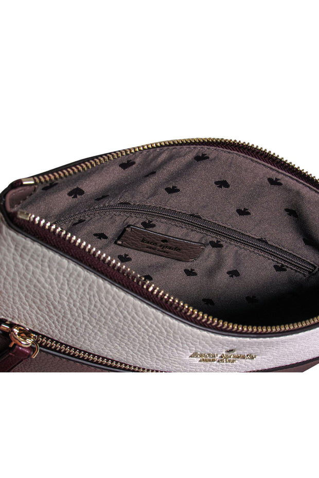Current Boutique-Kate Spade - Beige, Burgundy & White Leather "Jackson" Crossbody