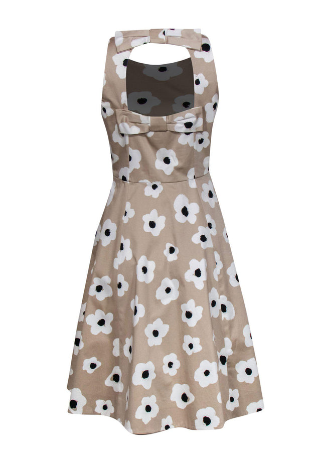 Current Boutique-Kate Spade - Beige Floral Print Sleeveless A-Line Dress w/ Back Cutout Sz 6
