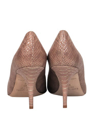 Current Boutique-Kate Spade - Beige & Gold Reptile Embossed Pointed Toe Pumps Sz 9.5