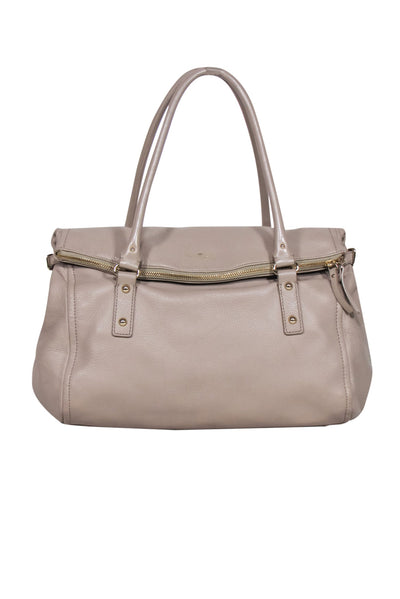 Current Boutique-Kate Spade - Beige Pebbled Leather Fold-Over Slouchy Hobo Bag