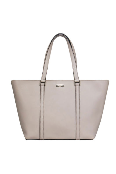 Current Boutique-Kate Spade - Beige Textured Large Zippered Tote Bag