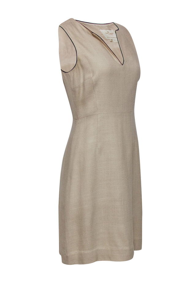 Current Boutique-Kate Spade - Beige Woven A-Line Dress w/ Contrasting Piping Sz 8