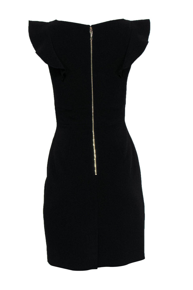 Current Boutique-Kate Spade - Black Boat Neck Sheath Dress w/ Ruffles Sz 0
