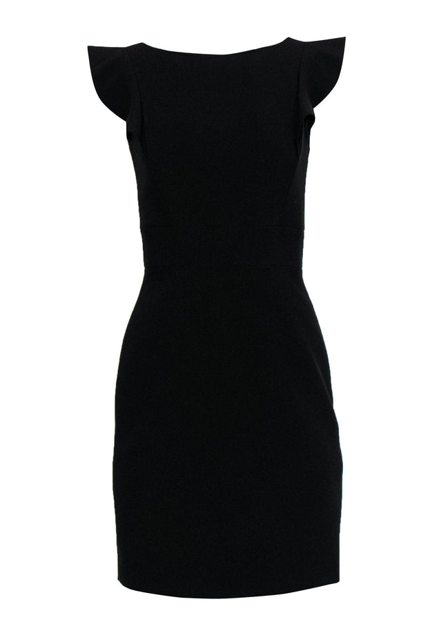 Current Boutique-Kate Spade - Black Boat Neck Sheath Dress w/ Ruffles Sz 0