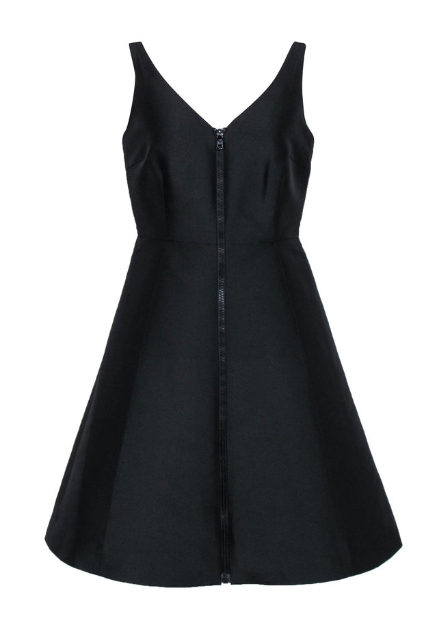Current Boutique-Kate Spade - Black Classic Fit & Flare Cocktail Dress w/ Front Accent Zipper Sz 10