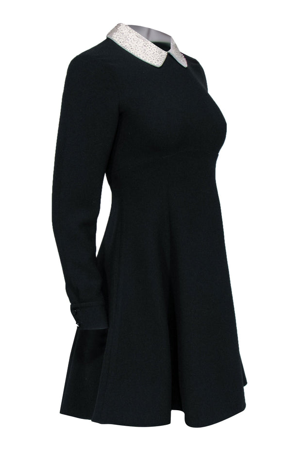 Current Boutique-Kate Spade - Black Collared A-Line Dress w/ Flower Sequins Sz 0
