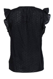 Current Boutique-Kate Spade - Black Cotton Ruffle Sleeve Textured Blouse Sz S