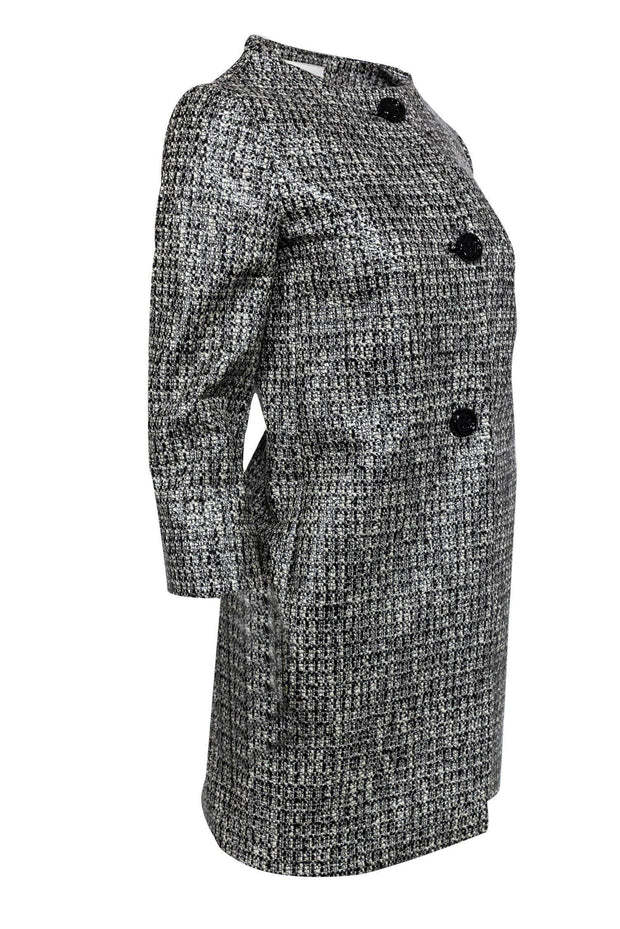 Current Boutique-Kate Spade - Black & Cream Coated Tweed Coat Sz 4