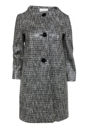 Current Boutique-Kate Spade - Black & Cream Coated Tweed Coat Sz 4