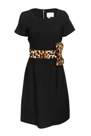 Current Boutique-Kate Spade - Black Dress w/ Leopard Print Waistband & Bow Sz 8
