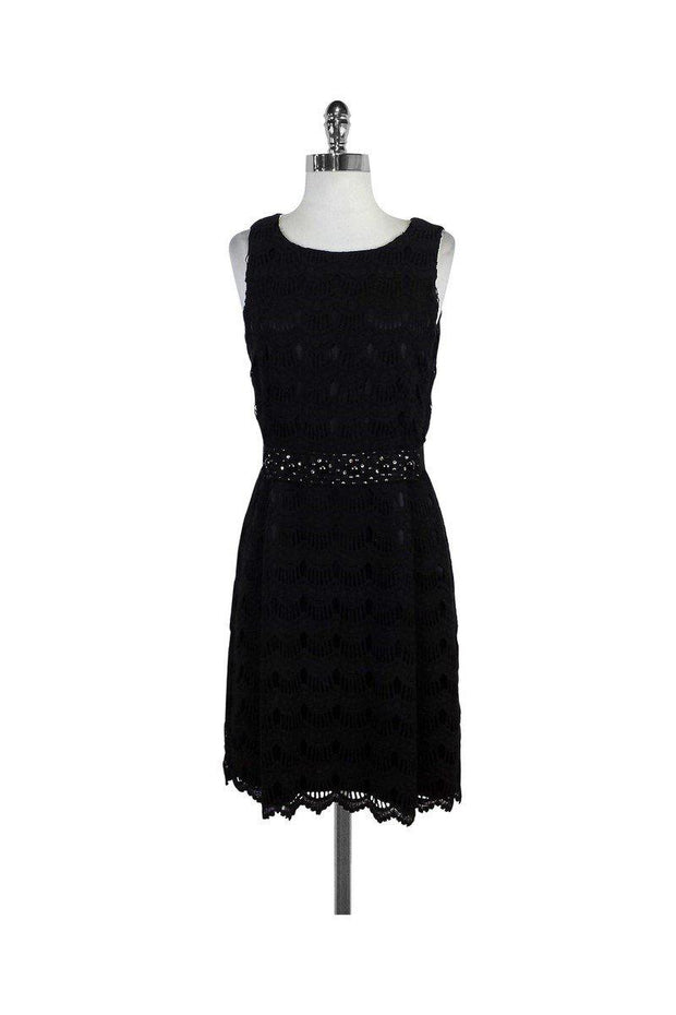 Current Boutique-Kate Spade - Black Embellished Waist Lace Dress Sz 6