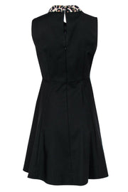 Current Boutique-Kate Spade - Black Fit & Flare Dress w/ Leopard Collar Sz 6
