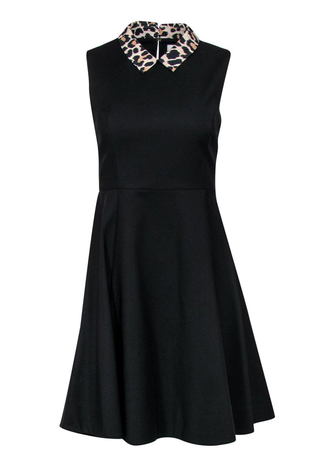 Current Boutique-Kate Spade - Black Fit & Flare Dress w/ Leopard Collar Sz 6