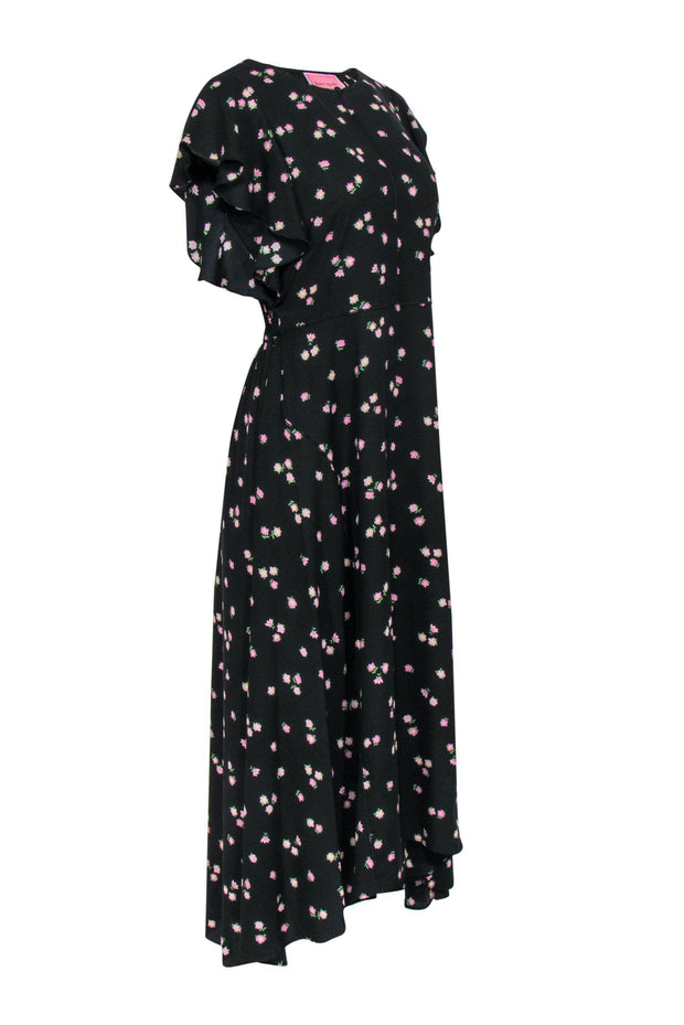 Current Boutique-Kate Spade - Black Floral Ruffle Sleeve Maxi Dress Sz 8