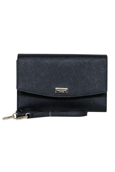 Current Boutique-Kate Spade - Black Fold-Over Leather Crossbody Mini Bag