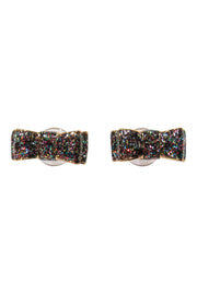 Current Boutique-Kate Spade - Black & Gold Multicolor Sparkly Bow Stud Earrings