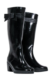 Current Boutique-Kate Spade - Black Knee High Rain Boots w/ Bows Sz 7
