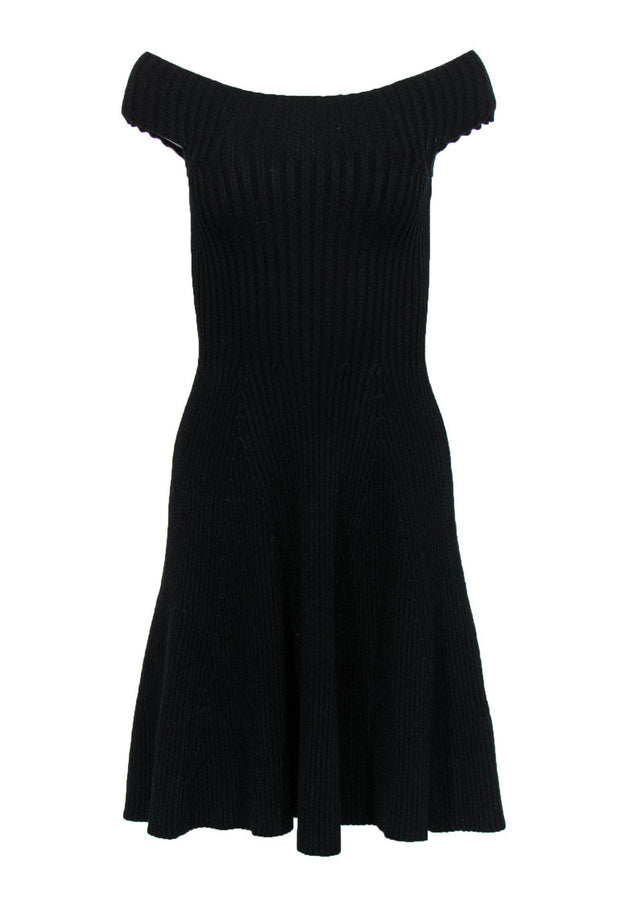 Current Boutique-Kate Spade - Black Knit Off-the-Shoulder Flared Dress Sz XS