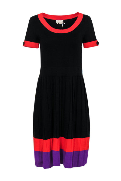 Current Boutique-Kate Spade - Black Knit Short Sleeve Dress w/ Stripes Sz S