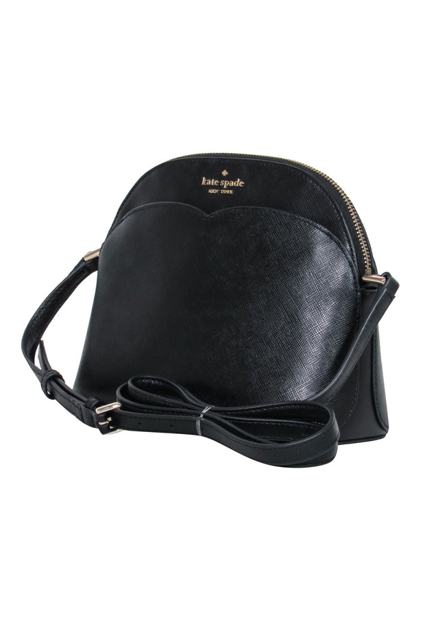 Current Boutique-Kate Spade - Black Leather Double Pocket Saffiano Leather Crossbody Bag