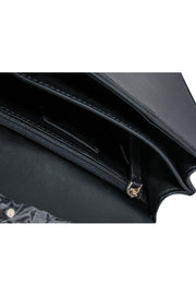 Current Boutique-Kate Spade - Black Leather Fold Over Crossbody w/ Metallic Leopard Print