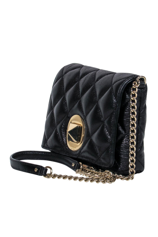 Kate Spade - Black Leather Quilted Crossbody w/ Chain Strap