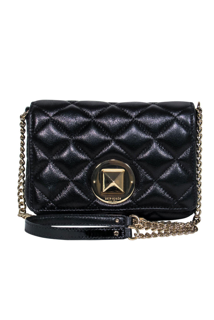 Kate Spade Black Leather Quilted Crossbody w Chain Strap Current Boutique