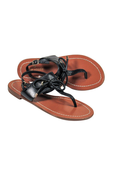 Current Boutique-Kate Spade - Black Leather Thong Sandals Sz 5