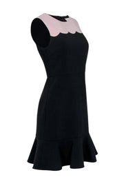 Current Boutique-Kate Spade - Black & Light Pink Colorblocked Fit & Flare Dress w/ Flounce Sz 4