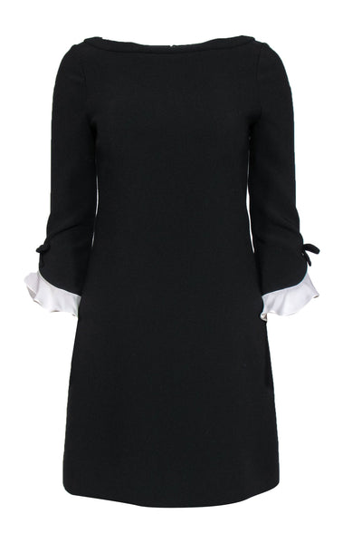 Current Boutique-Kate Spade - Black Long Sleeve Shift Dress w/ Tied Ruffled Cuffs Sz 0