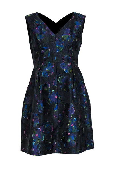 Current Boutique-Kate Spade - Black & Metallic Rainbow Floral Brocade Dress Sz 8