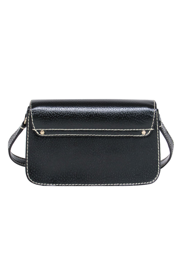 Kate Spade Black Mini Crossbody w Cream Stitching Detail