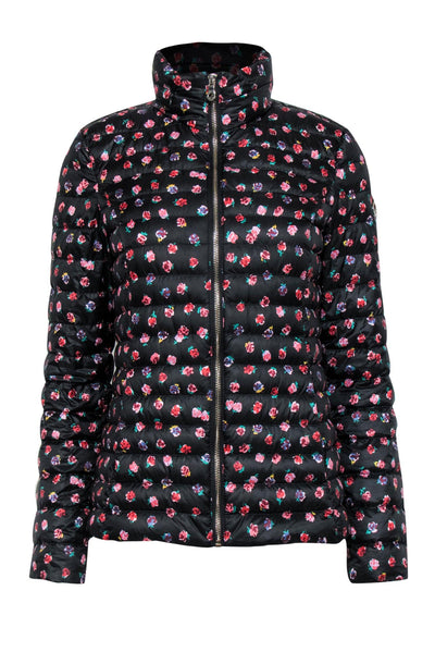 Current Boutique-Kate Spade - Black & Multicolor Floral Print Zip-Up Puffer Jacket Sz XS
