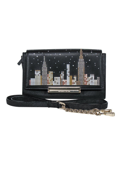 Current Boutique-Kate Spade - Black NYC Skyline Jeweled Convertible Crossbody