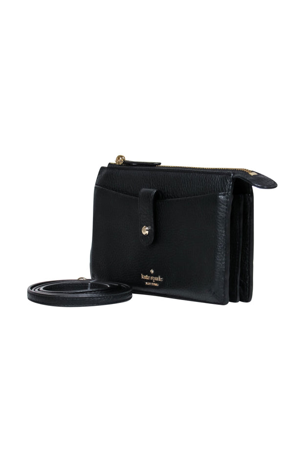 Current Boutique-Kate Spade - Black Pebbled Leather Crossbody Wallet