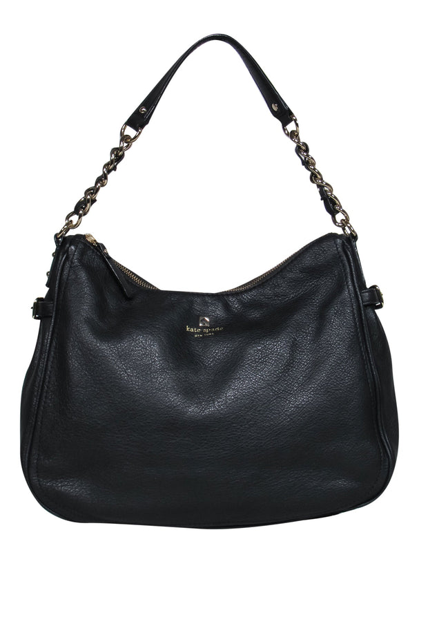 Current Boutique-Kate Spade - Black Pebbled Leather Gold Chain Shoulder Bag
