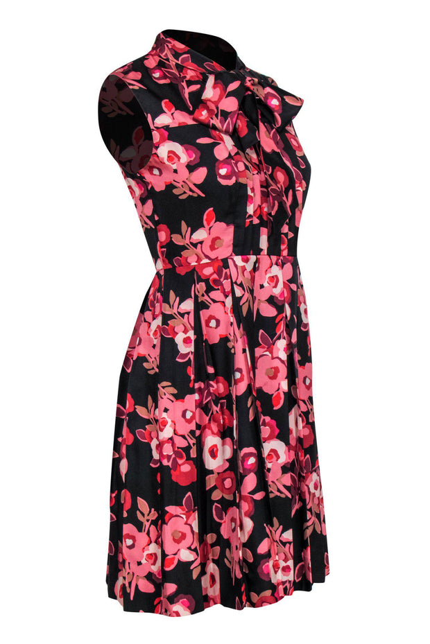 Current Boutique-Kate Spade - Black & Pink Floral Print Silk Dress Sz 2