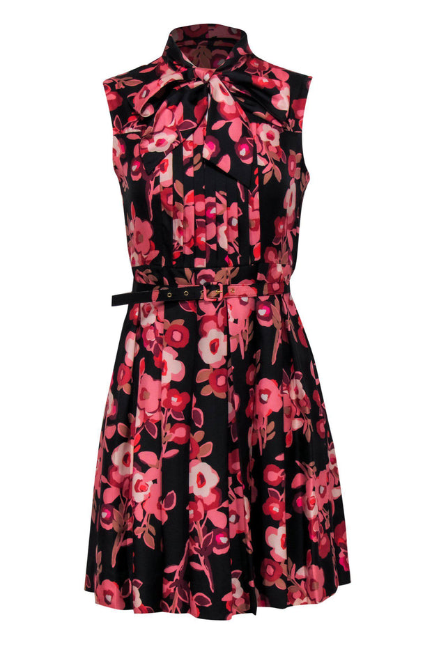 Current Boutique-Kate Spade - Black & Pink Floral Print Silk Dress w/ Belt Sz 4
