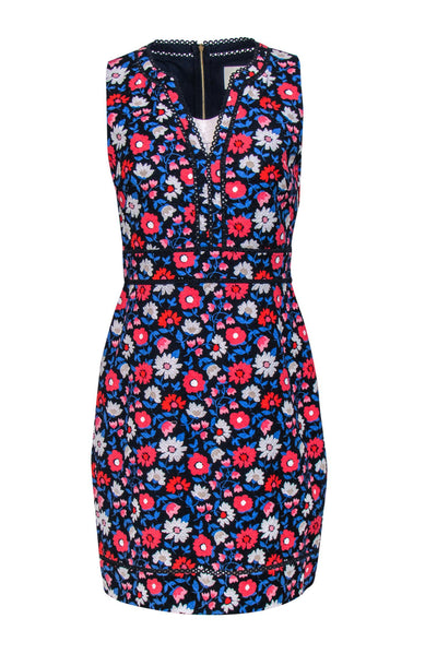 Current Boutique-Kate Spade - Black & Pink Textured Floral Cotton Dress Sz 8