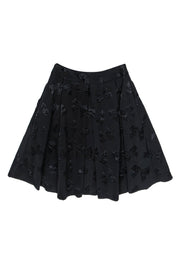 Current Boutique-Kate Spade - Black Pleated Embossed Bow Design Midi Skirt Sz 2