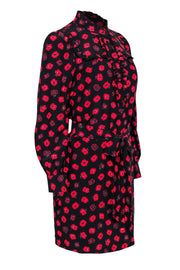 Current Boutique-Kate Spade - Black & Red Floral Print Belted Shift Dress Sz S