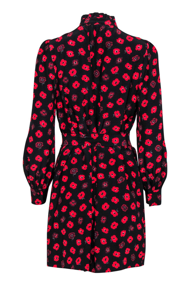 Current Boutique-Kate Spade - Black & Red Floral Print Belted Shift Dress Sz S