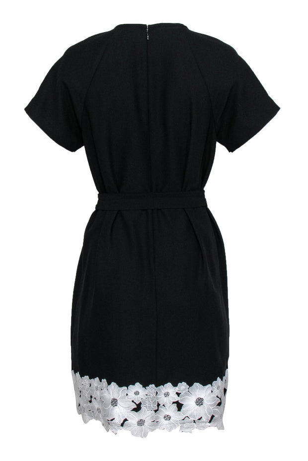 Current Boutique-Kate Spade - Black Short Sleeve Shift Dress w/ Floral Appliques Sz 6