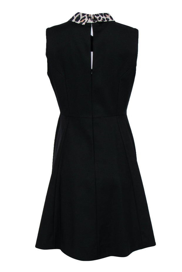 Current Boutique-Kate Spade - Black Sleeveless Fit & Flare Dress w/ Leopard Print Collar Sz 10