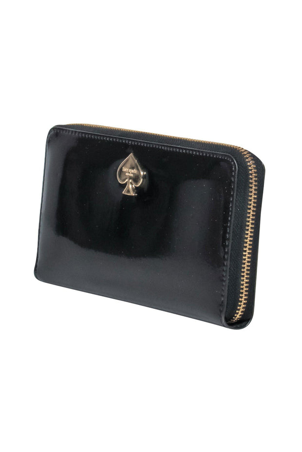 Current Boutique-Kate Spade - Black Sparkled Zip-Around Patent Wallet