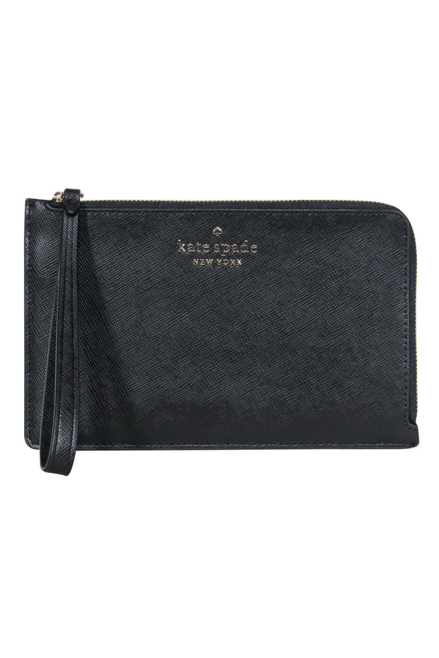 Current Boutique-Kate Spade - Black Textured Leather Wristlet