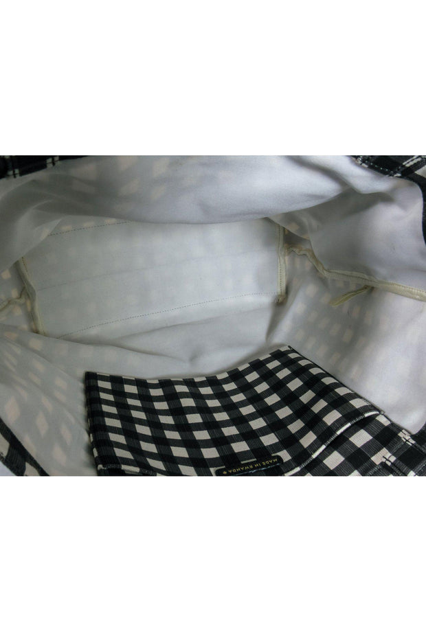 Current Boutique-Kate Spade - Black & White Gingham Print Canvas Tote w/ Bow