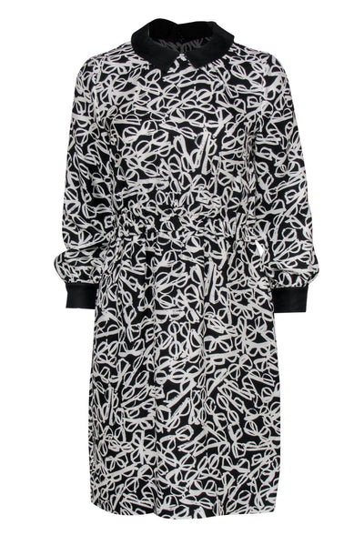 Current Boutique-Kate Spade - Black & White Glasses Print Collared Dress Sz 6