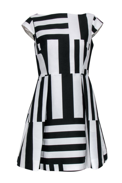 Current Boutique-Kate Spade - Black & White Printed Boat Neck Dress w/ Bows Sz 6